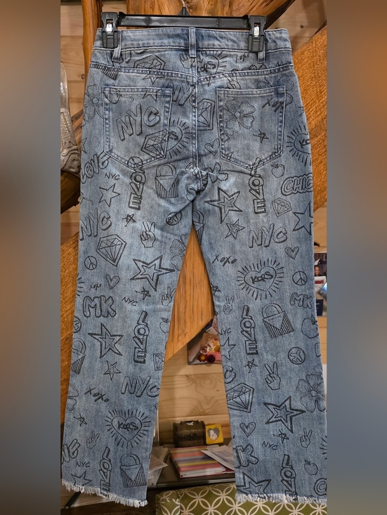 NWT! Michael Kors Light Blue Graphic Print Jeans - Picture 7 of 10